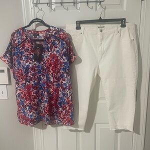 White Women's Jeans and top nwt 2x set